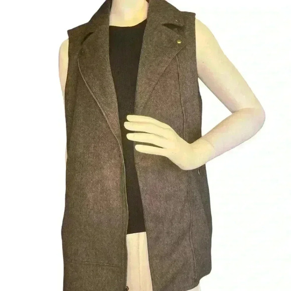 Banana Republic Vest Gray, Wool, Zip Close Pockets Size M.  D45 - Picture 4 of 9